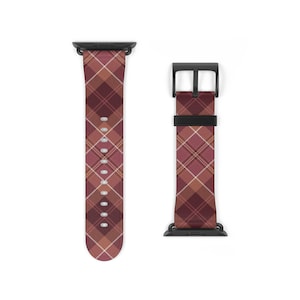 Apple Watch Band Women Burgundy Plaid, Apple watch band burgundy plaid, Apple Watch Band 38 mm 44mm Women designer watch band