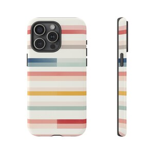 Pastel Stripe iPhone Case - Colorful Retro Striped Phone Cover, Protective Case for iPhone 15 14 13 12 11 Pro Max