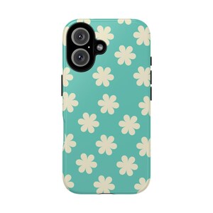 Coastal Blue Floral Phone Cover, Protective Mobile iPhone Case 16 15, Beachy Style Phone Shell, Flower Pattern Samsung Case, Floral Design