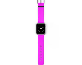 Neon Pink Apple Watch Band For Women  Neon Pink Faux Leather Apple Watch Band   Popular Apple Watch Bands   Neon Pink Pretty Straps  Apple