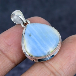 Blue Opal Collect Set Pendant Necklace | Heart-Shaped Smooth Gemstone Jewelry | Elegant Handmade Design | Unique Gift for Her