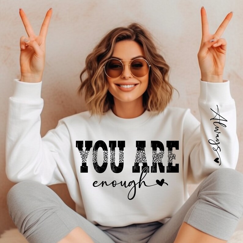 You Are Enough Always SVG PNG, Leopard Print Boho Self Love Svg