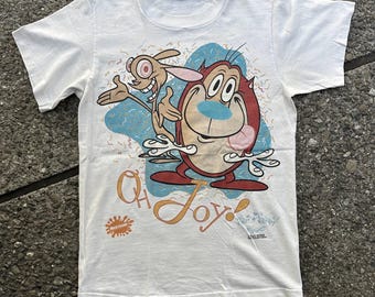 Vintage 1991 RARE "Ren And Stimpy" Nickelodeon T-Shirt (B1)-