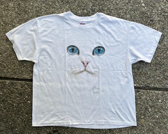 Vintage 1980s - Cat Face - T-Shirt (RM)-
