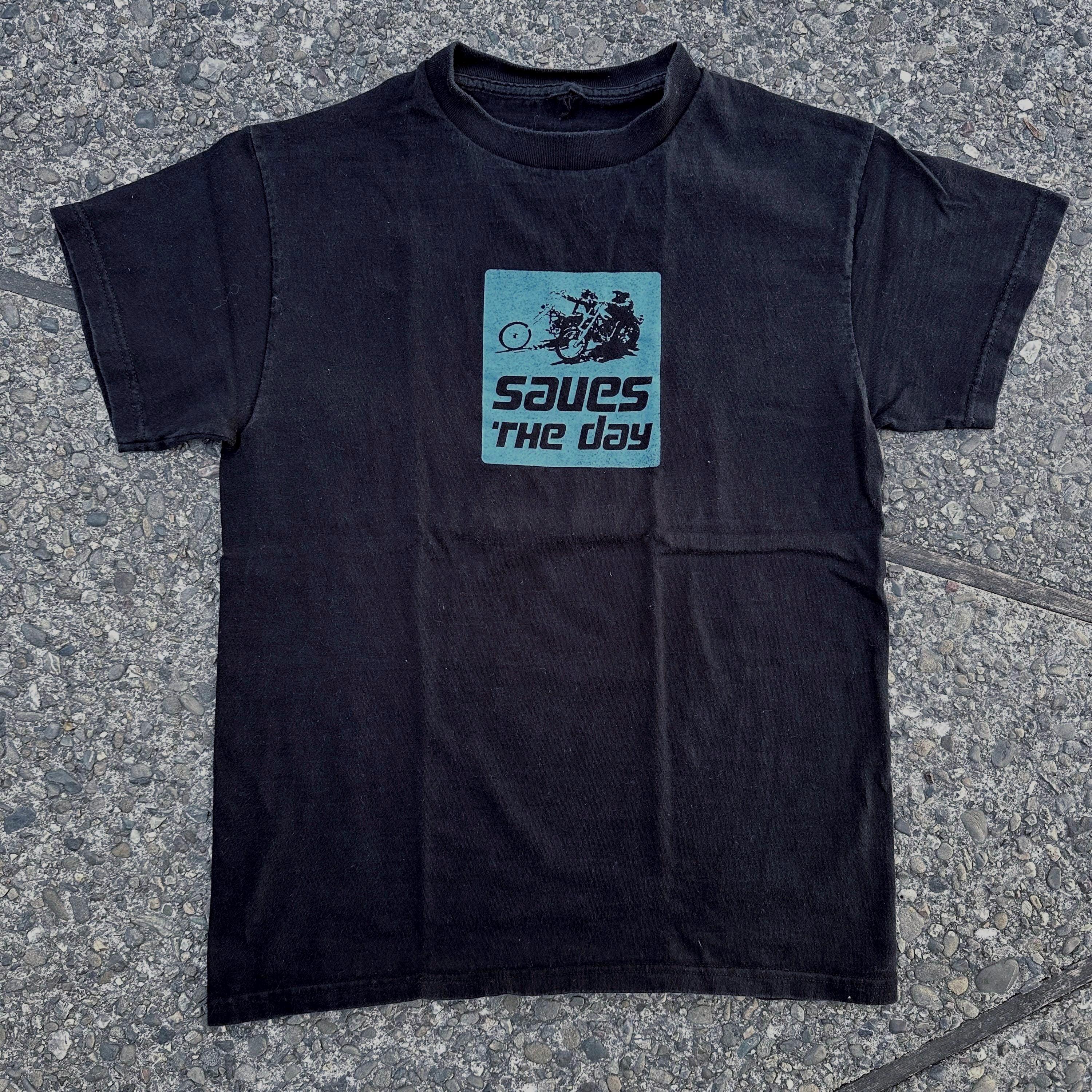 Tシャツ・カットソー HONDA MOTORCYCLE Vintage Cutoff Tshirt Green Blue Saves the Day -