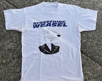 Screeching Weasel - RARE 1990s Vintage "logo" T-Shirt (B1)-