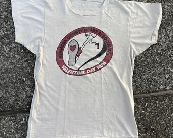 Vintage 1970s "Alameda County Heart Association" Valentine Run T-Shirt (B1)-