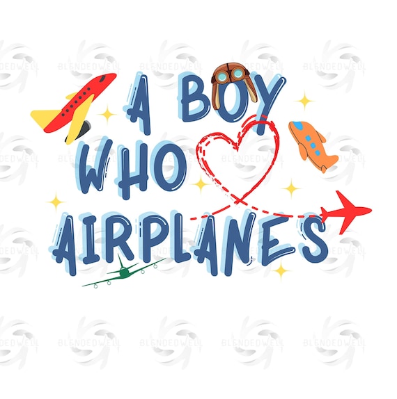 Airplane Lover Kid Design, PNG Image for Boys Room Decor"