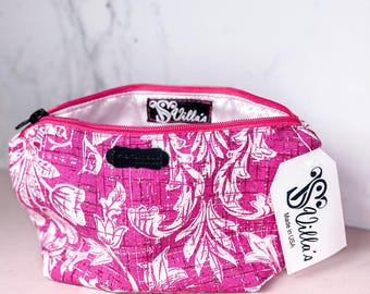 Neceser rosa / Neceser hecho a mano, neceser, maquillaje, bolso de mano, bolso de verano rosa de algodón