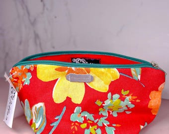 Neceser Coral / Neceser artesanal, neceser, maquillaje, bolso de mano, bolso de verano de algodón con estampado floral