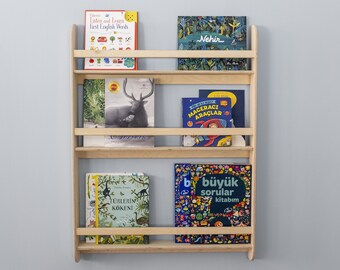 Montessori boekenplank wandmontage, houten zwevende boekenplank voor peuters, kinderboekenkast kindermeubilair, Spacesaver speelkamer babyboekenplanken