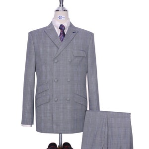 Double Breasted Suit | Grey Prince Of Wales Check Suit