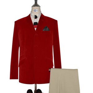 Velvet Jacket - 60s Mod Vintage Style Red Jacket