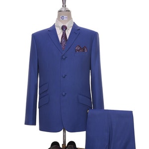 Mod Suit - Navy Blue Birdseye Suit