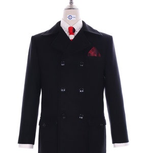 60s Mod Retro Black Pea Coat
