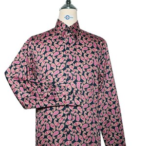 Paisley Shirt - Pink and Dark Navy Blue Paisley Shirt