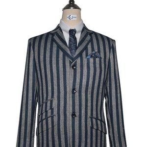 Boating Blazer - Navy Blue and Grey Striped Blazer