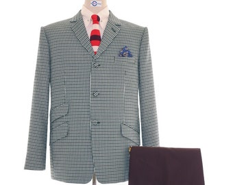 Zwart en grijs Houndstooth mod-blazerjasje in jaren 60-stijl