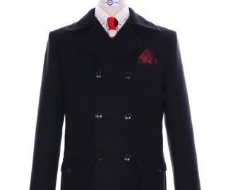 Sz 40R M Pea Coat Jacket - Double Breasted - Washable Wool