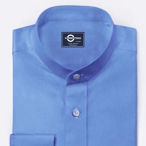Mandarin Collar - Sky Blue Mandarin Collar Shirt