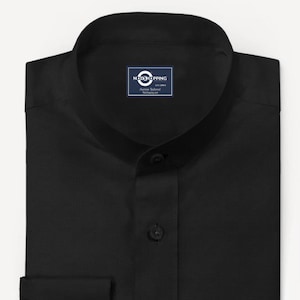 Mandarin Collar - Black Mandarin Collar Shirt