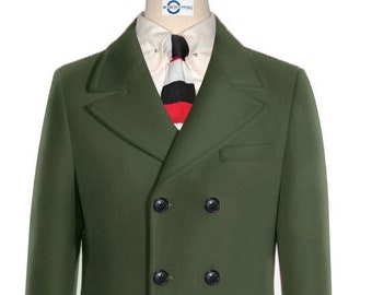 ウール ダブルブレスト ピーコート オリーブ relume 尾州ウール ダブル