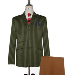 Boating Blazer - Olive Green, Red and White Striped Blazer