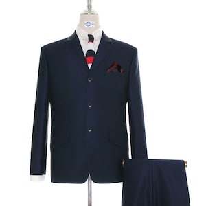 60s Mod Style Dark Navy Blue Tonic Suit