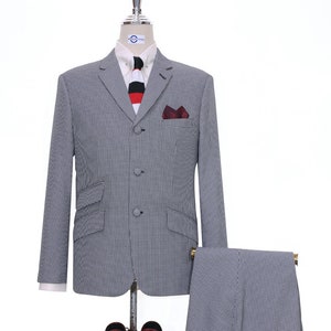 Mod Suit | 60s Style Black and White Small Houndstooth Suit