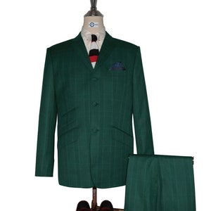 Mod Suit - Olive Green Prince Of Wales Check Suit