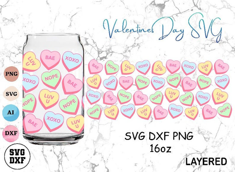 Libbey Glass 16oz Love Hearts Svg Files for Cricut & Silhouette Cameo ...