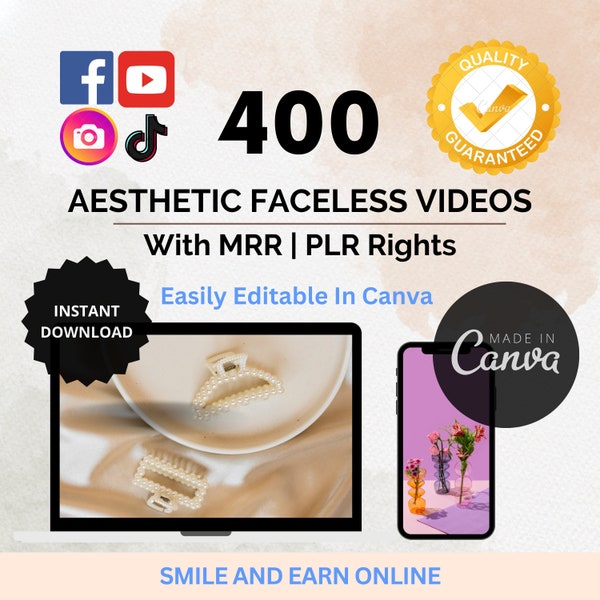 400 Faceless Aesthetic Reels Videos Content Library, PLR MRR Boho Faceless Digital Marketing Instagram Story Templates, Master Resell Rights