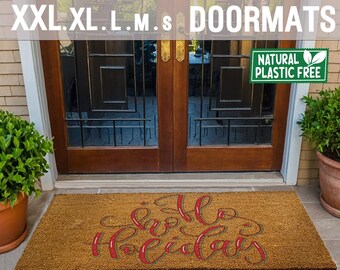 Ho Ho Holidays Merry Christmas Extra Large Doormat Natural Eco Friendly Coir Rubber Double Door Mat PLASTIC FREE Funny Welcome 412