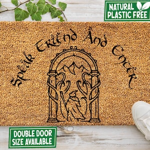 Speak Friend and Enter Doormat, All Natural Eco Friendly Coir Rubber Mat PLASTIC FREE Funny Welcome Door Mat Housewarming Geek Nerd Gift 373 imagen 3