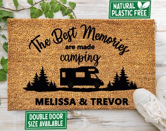 Best Memories Are Made Camping Couple Names Personalized Home Mat Custom Doormat All Natural Eco Friendly Coir Custom Mat Gift 61