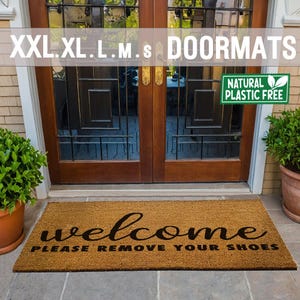Welcome Please Remove Your Shoes Extra Large Doormat Natural Eco-Friendly Coir Rubber Boho Funny Welcome Double Door Mat PLASTIC FREE  143
