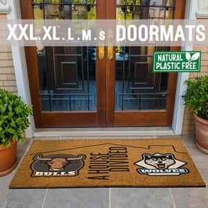 A House Divided Sports Extra Large Doormat Personalized Welcome Natural Eco-Friendly Coir Double Door Mat Favorite Team Fathers Day Gift 171