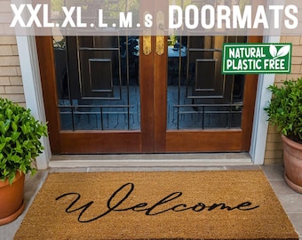 Welcome Extra Large Doormat Natural Eco-Friendly Coir Rubber Double Door Mat PLASTIC FREE Boho Decor Funny Mat Outdoor Porch Door Mat  251