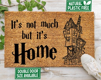 Wizard Home Doormat, It's Not Much But It's Home All Natural Eco Friendly Coir Rubber Mat Funny Welcome Mat Magical Fantasy Geek Gift 87