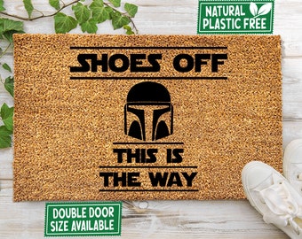 Shoes Off This Is The Way Doormat, All Natural Eco-Friendly Coir Rubber Mat Funny Welcome Door Mat Movie Doormat TV Show Geek Nerd Gift 133