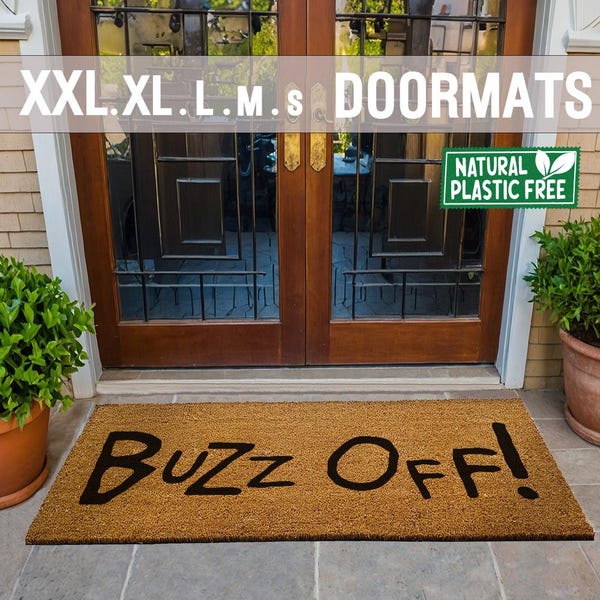 Buzz Off Funny Christmas Extra Large Doormat Merry Xmas Natural Eco Friendly Coir Double Door Mat PLASTIC FREE Funny Welcome 248