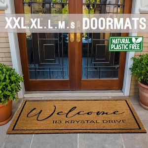 Personalized Address Extra Large Doormat Natural Eco Friendly Coir Rubber Double Door Mat PLASTIC FREE Custom Welcome Outdoor Porch Mat  132
