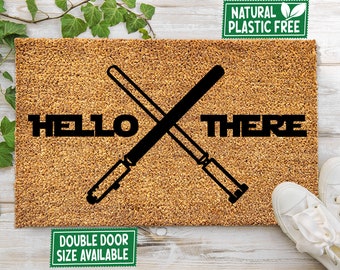 Hello There Doormat, All Natural Eco-Friendly Coir Rubber Mat Funny Welcome Door Mat Movie Doormat TV Show Geek Nerd Gift 126