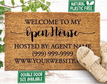 Open House Realtor Doormat Real Estate Agent Gift All Natural Eco-Friendly Coir Welcome Home Listing House Selling Front Door Mat 211