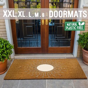 Boho Sun Extra Large Doormat Natural Eco Friendly Coir Rubber Double Door Mat PLASTIC FREE Boho Decor Love Spring Summer Welcome  157