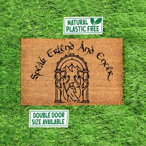 Speak Friend and Enter Doormat, All Natural Eco Friendly Coir Rubber Mat PLASTIC FREE Funny Welcome Door Mat Housewarming Geek Nerd Gift 373 image 2