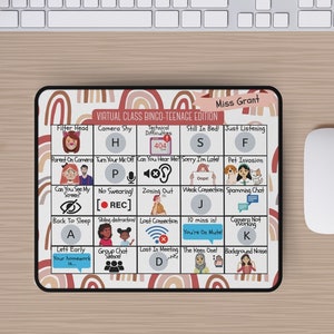 Alfombrilla de ratón de bingo de clase virtual, alfombrilla de ratón divertida, alfombrilla de ratón personalizada, regalo de profesor para profesor, regalo de profesor graduado para profesor en prácticas, regalo