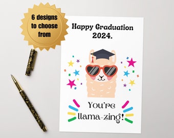 Llama Graduation Card For Graduate High School Graduation College Graduate University Graduation PhD Congratulations Masters Degree Diploma