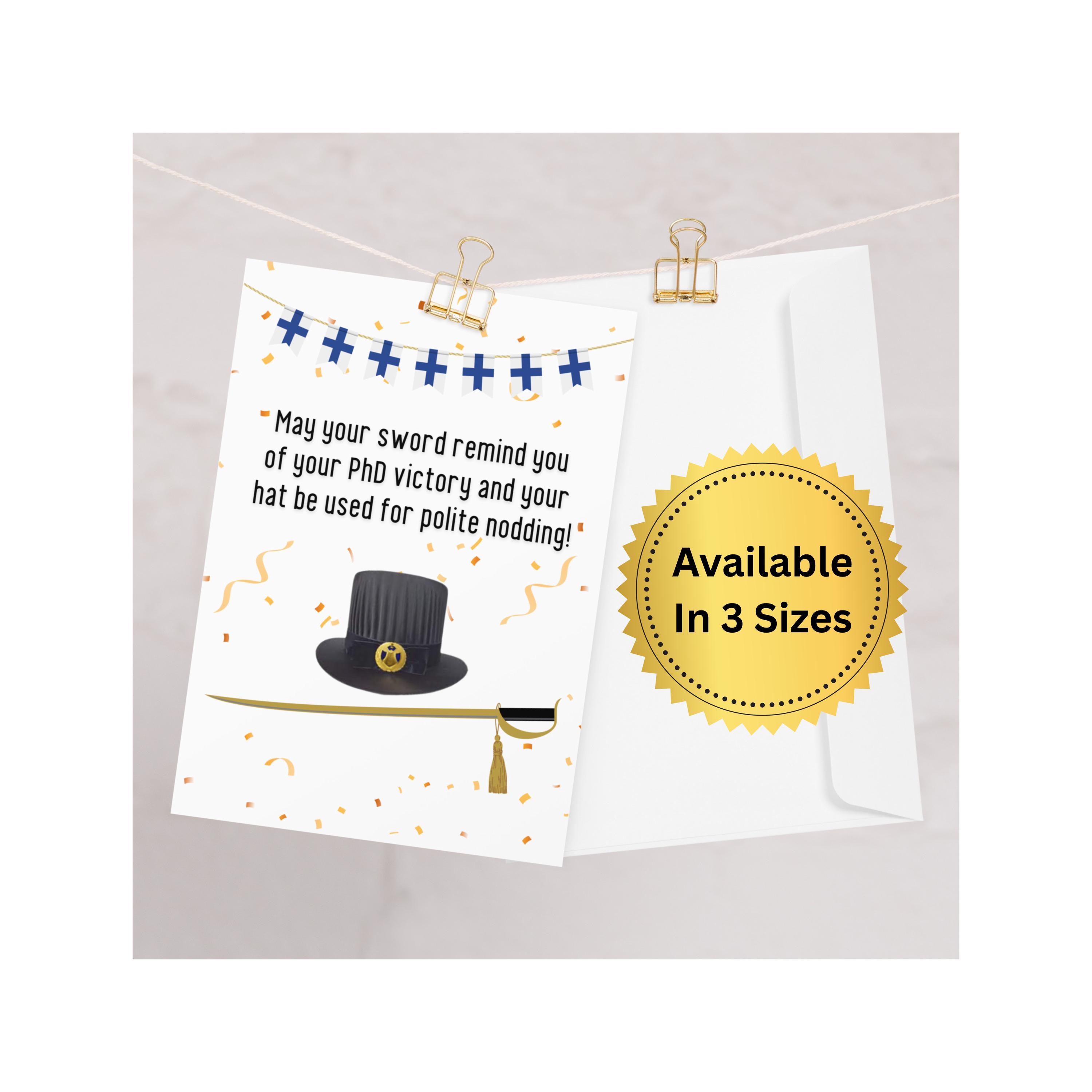 Finland Phd Graduation Card: Sword & Top Hat Congratulations - Etsy