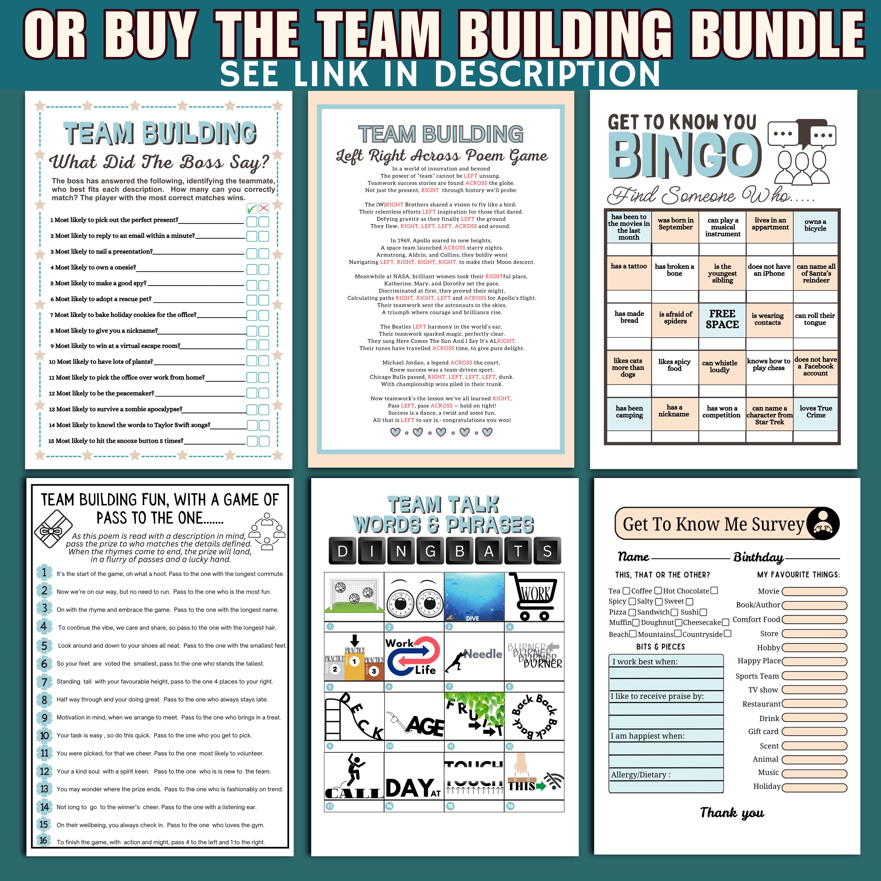 Team Building Questionnaire: Employee 'get to Know Me' Survey (PDF ...